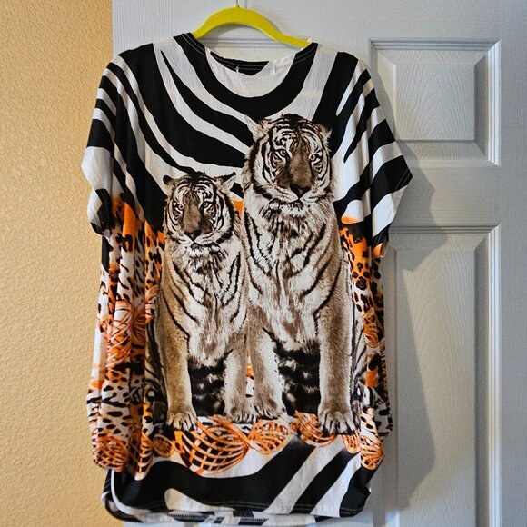 Women's Portman Fashion Embellished Tigers Tunic, Size XXL - Picture 2 of 8